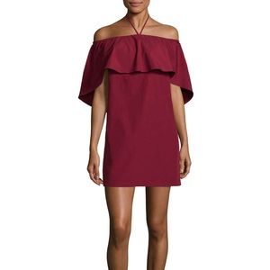 Alice Olivia Jada Caped Dress Bright Bordeaux NWT